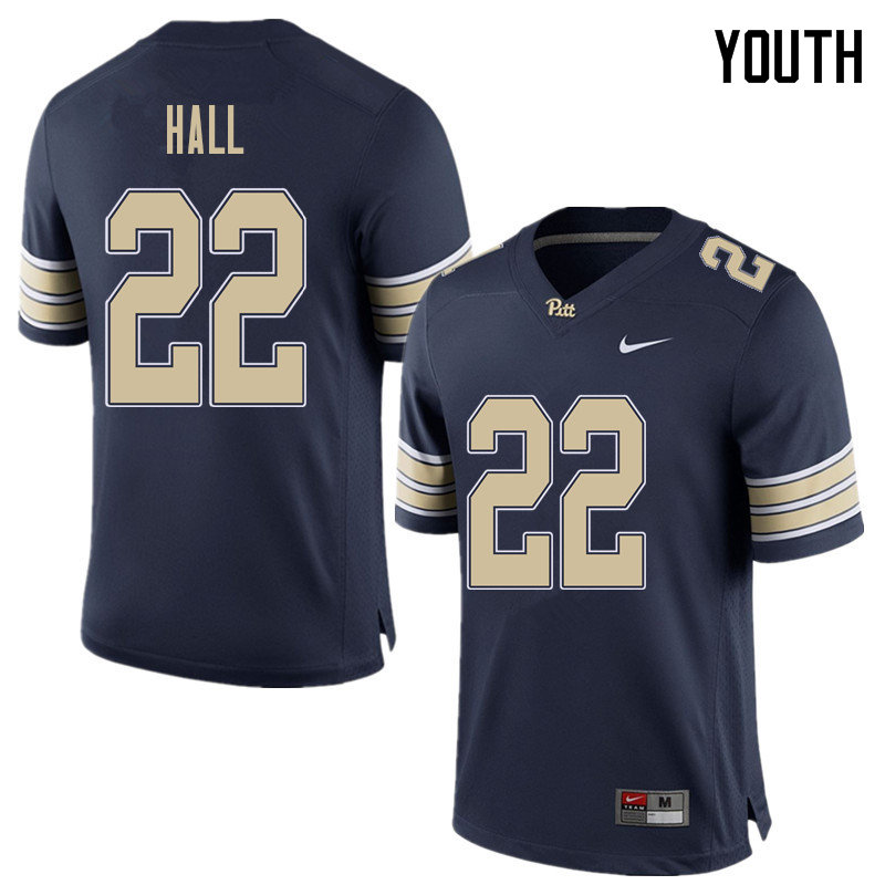 Youth #22 Darrin Hall Pittsburgh Panthers College Football Jerseys Sale-Home Blue